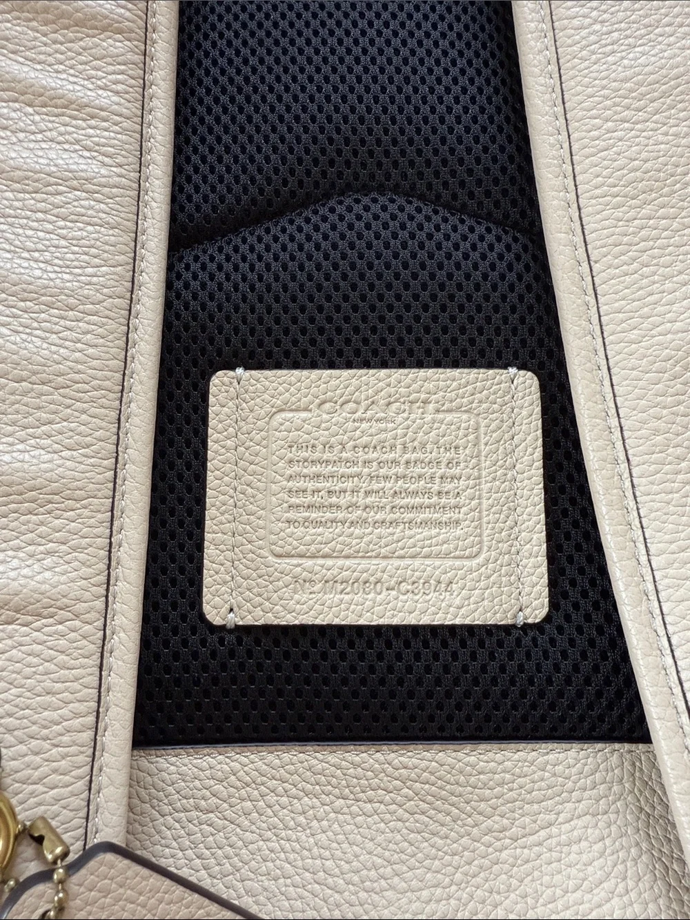 Coach Cream Leather Backpack with Multicolor Script Details - Picture 2 of 6